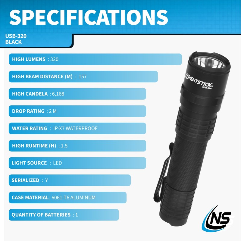 Nightstick USB-320 Rechargeable EDC Flashlight