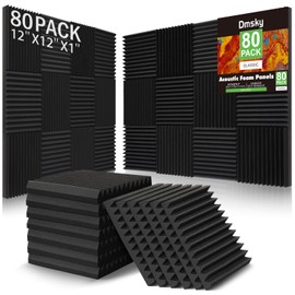 80 Pack Acoustic Foam Panels,1"X 12" X 12"Sound Proof Foam Panels,High Density Sound Absorbing Panels,Soundproof Wedges Panels for Studio Recording & Office & Home