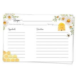 The Invite Lady Bumblebee Recipe Cards Housewarming Gift or Bridal Shower Bride to Bee 4x6 Double Sided (50 Count)