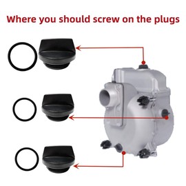 3PCS Set – 1 Top Water Plug & 2 Side Water Drain Plugs with O-Ring Seal for PREDATOR 3 Inch 301cc Full-Trash Water Pump (SKU# 56718) – Compatible with Honda WT30XK4A & WT40XK3A Construction Pumps