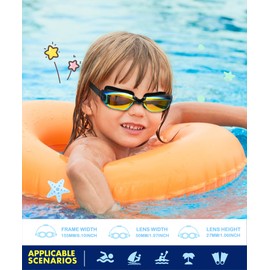 QALLY Anti Fog Kids Goggles Kids Goggles Swimming Goggles Kids for Child Age 6-16 UV400 No Leak QY12-1V3