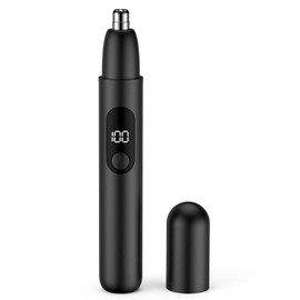 Smity Ear and Nose Hair Trimmer Professional Painless Eyebrow Trimmer for Men and Women Battery-Operated Dual-Edge Blades Built-in LED Light (Black)
