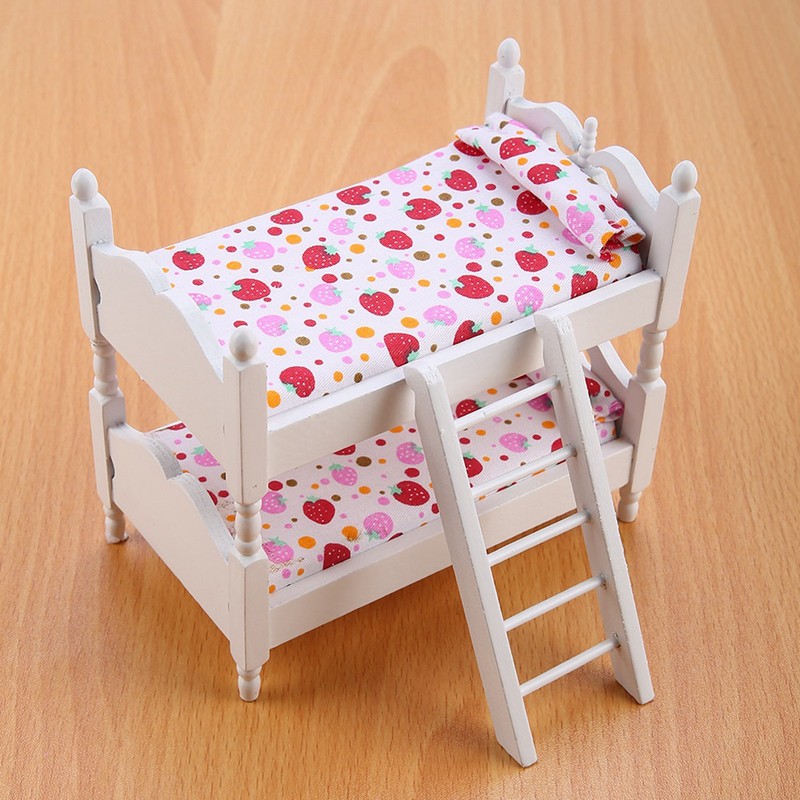 1:12 Doll House Mini Furniture Children Bedroom Model Bunk Bed