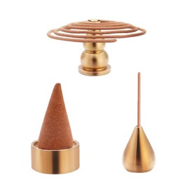 RUIENGCOMM 3Styles Coil Incense Holder Incense Cone Holder Brass Incense Burner Holder Cone Coil Incense BurnerBrass Incense Stick Holder Set Ideal for Yoga Room, Meditation Room and Living Room.
