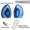 Yougoals Blue Agate Bookends for Shelves, Geode Crystal Book Ends