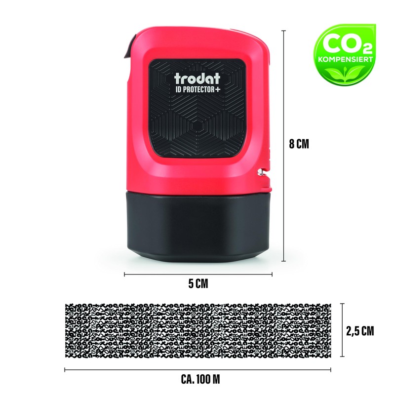 Trodat ID Protector+ Rollerball Pen (Red) - Privacy Roller Stamp