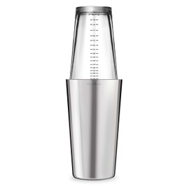 Final Touch Double-Wall Boston Shaker Set - Stainless Steel Mixing Glass with Silicone Seal - BPA-Free, Compact Storage - Leak-Proof Design - Cocktail Bartender Kit (FTA1852)
