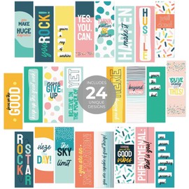 Modern Appreciation Bookmarks / 24 Uplifting Motivational Quotemarks Bulk Set / 2" x 6" Paper Bright Inspirational Affirmation Teen Bookmark Pack/Made in The USA