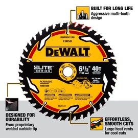 Dewalt Elite Series Blister Circular Saw Blade 6 1/2In 40T