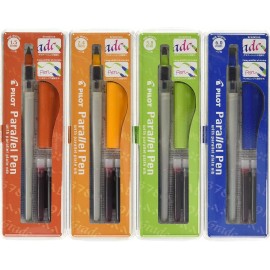 Pilot Calligraphy Parallel Pen Set with Black & Assorted Color Ink Refills - 90051-77305-77312 : 2.4 mm nib