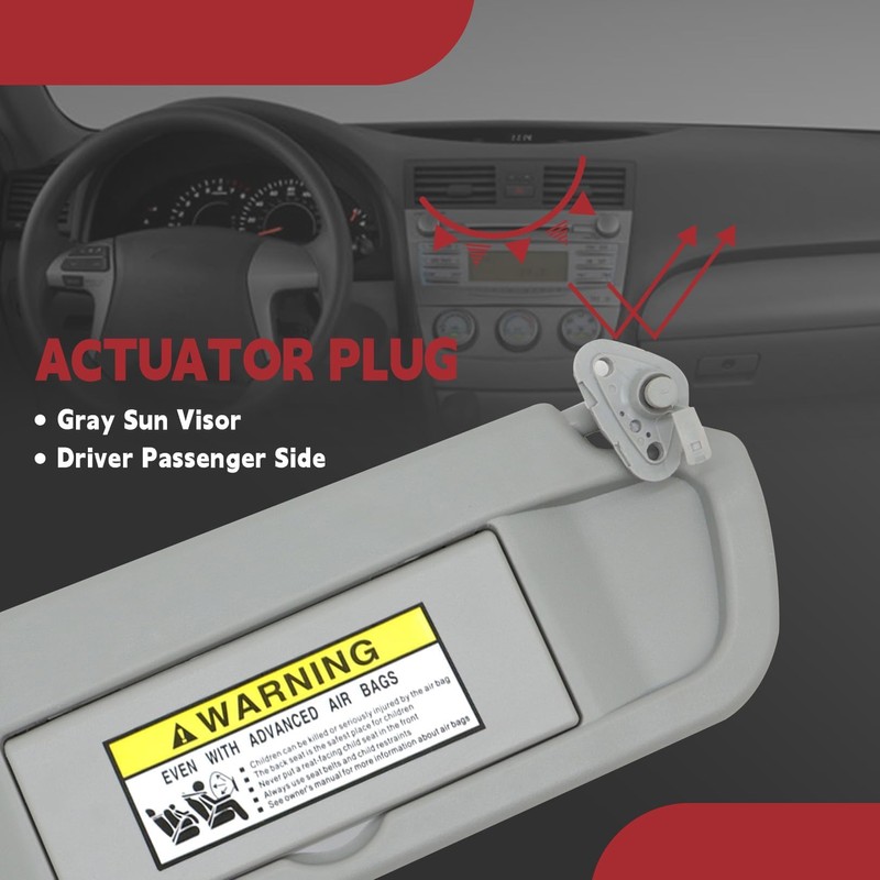Pair Gray Sun Visor Compatible with Civic 2006-2011 83230-SNA-A01ZA