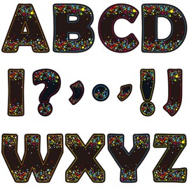 150 PCS Large 7" Bulletin Board Letters Set,Black Confetti Classroom Alphabet Cutout Letter for Bulletin Board Display Home School, A Great Helper to Inspire Students' Learning Interest