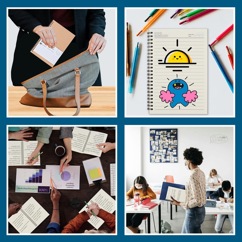 ZCZN A5 Lined Notebook, 6 Pack Spiral Notebook for School,