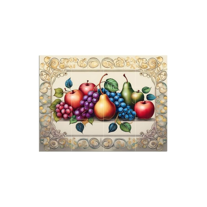 Tile Mural Apples Grapes Still Life Fruit-Themed Pattern A700 Kitchen