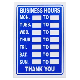 3 x Business Hours Sign Blue High Contrast Opening Closing Times Shop Safety Door Notice