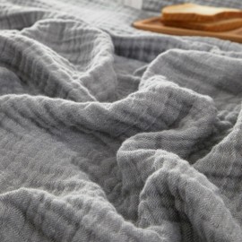 PHF 100% Cotton Muslin Throw Blanket, 4-Layer Lightweight and Breathable Blanket for Summer, Luxuriously Soft Gauze Blanket for Couch Bed Sofa, Elegant Home Decoration, 50" x 60", Grey
