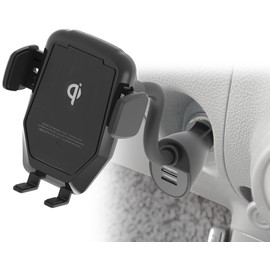 Kashimura Wireless Charging & Electric Holder with Automatic Open/Close by Smartphone Hover, Flexible Arm Design, Note-Compatible, USB 4.8A, NKW-31, Black