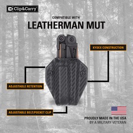 Clip & Carry Kydex Multitool Sheath for Leatherman MUT & MUT EOD - Made in USA (Multi-Tool not Included) Multi Tool Holder Holster (Diamond Plate)
