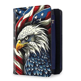 FXIANGWL Passport Holder for Travel, RFID Blocking Passport Holder Travel Walle, Passport and Vaccine Card Holder, Vacation Must Haves Travel Accessories for Men Women,American Flag Eagle