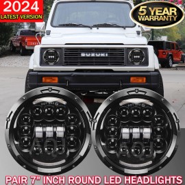 AQJ For 1986-1995 Suzuki Samurai SJ410 Pair 7inch LED Round Headlight Hi-Lo Beam DRL