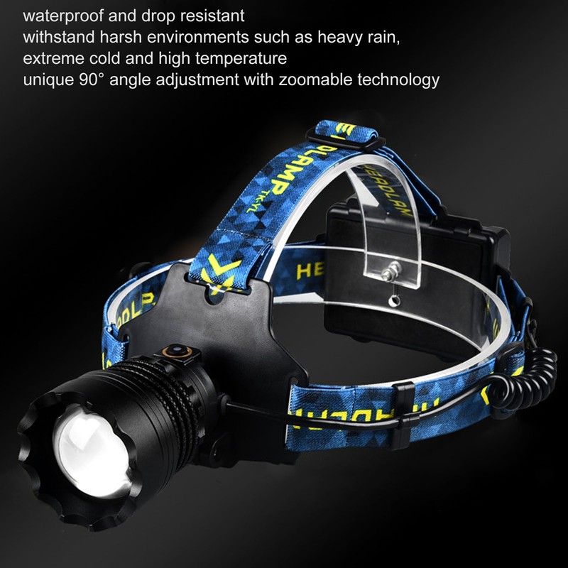 USB Headlamp 3000lm Waterproof 90 Degree Adjustable Hands Free Rechargeable