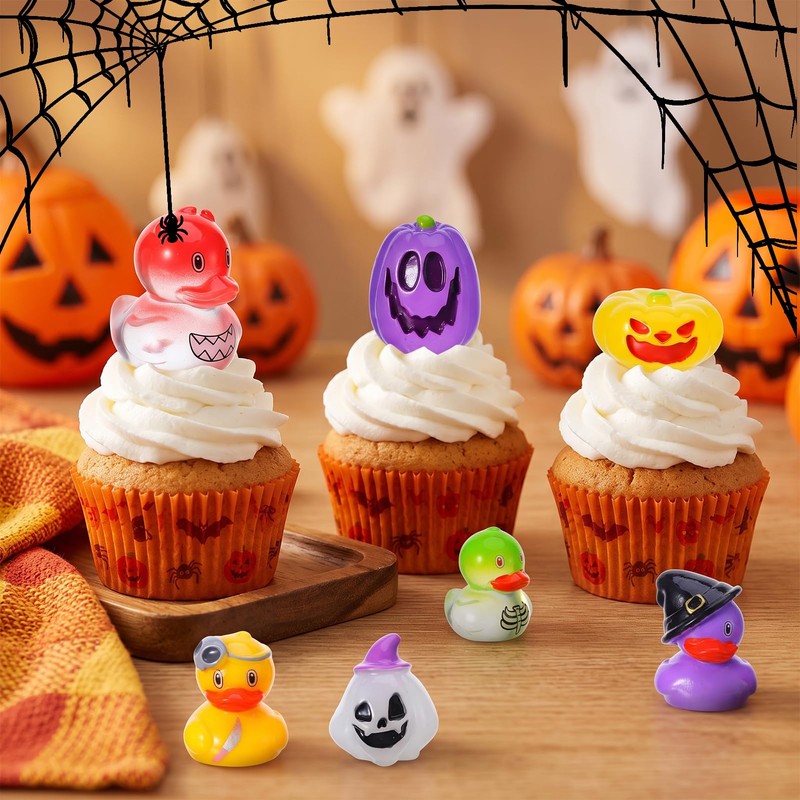 GGSTDDU 72Pcs Halloween Mini Ducks Pumpkins Resin Figurines Decor