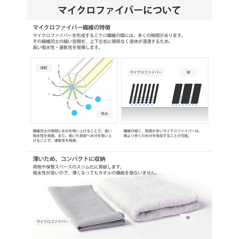 VAXPOT VA-5221 GRY Quick Drying Towel, Swim Towel, Mountain Climbing,