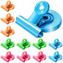 Artcut 12 Pack Magnetic Clips, Strong Fridge Magnets, Magnetic Clips for Fridge, Whiteboard, Magnetic Bulldog Clips for School, Home, Office, Magnetic Clip Ideal for Paper, Photos, Cards, Reciepts