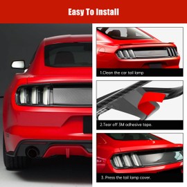 KAKABAS Tail Light Cover Trim Frame, Carbon Fiber Protective Frame Exterior Accessories Suitable for Ford Mustang 2015 2016 2017 Taillights Frame Trim Bezels Ring(Rear Tail Light Decorative Frame)
