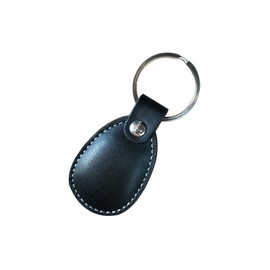 HECERE Genuine Leather RFID Key Fob Tag Proximity ID T5577 Programmable Rewritable for Access Control 1pcs/lot(Black ID Keychain, Oval)