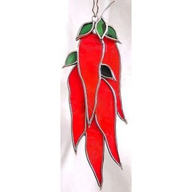 Chili Peppers Stained Glass Suncatcher
