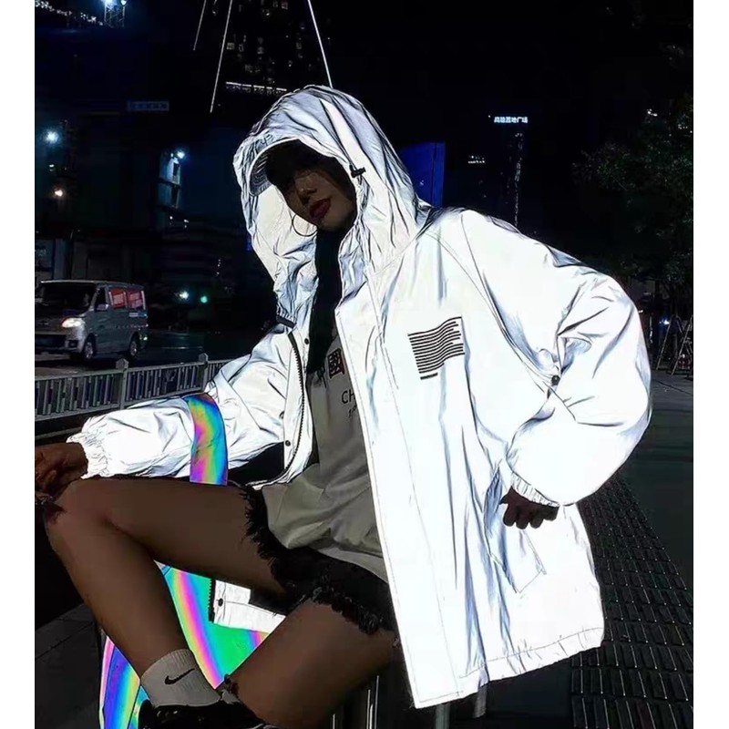 NOZUONO High Visibility Silver Reflective Fabric Gray Soft Polyester Material