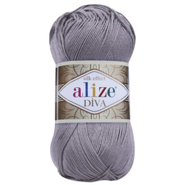 Alize Diva Silky Effect 100% Microfiber Acrylic Yarn 1 Ball skeins 100gr 383yds Color (348 - Smoky)