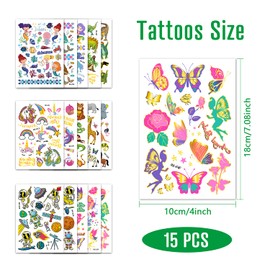 Zayvor 250+ Temporary Tattoos Children's Metallic Tattoos Stickers Children's Tattoo Set Waterproof Children's Birthday Party Favours Party Bag Dinosaur Mermaid Unicorn Butterfly Decorations
