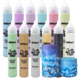 REALART 12 Colors Decor Candle Paint Candle Wax Pen Paint for Candle Painting Kit Candle Decorating Kit (8 Premium/2 Metallic/1 Glitter/1 Glow in The Dark)