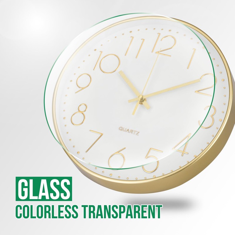 bakbrand Wall Clock Non-Ticking Silent Modern Simple Style Round Decor