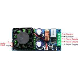 Digital Amplifier Board, High Performance 500 W Class D Mono HiFi Amplifier Board, Power Amplifier Board with Fan, Super LM3886/IRS2092S