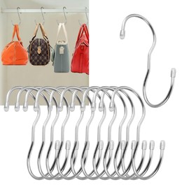 JP Number Bag Hangers, S-Shaped Hooks, Twist, Bag, Storage, Hanging, 3.9 inches (10 cm) (Set of 12)