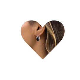 Aneneiceera Vintage Teardrop Onyx Crystal Stud Earrings Black Crystal Earrings Cz Black Rhinestone Earrings Black Cz Wedding Earrings Jewelry for Women and Girls (Black)