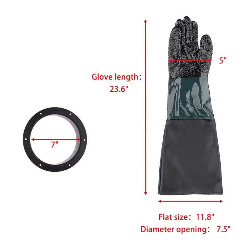 CHADWICK 1 Pair Sandblasting Cabinet Gloves 23.6",Blast Protection, with 2