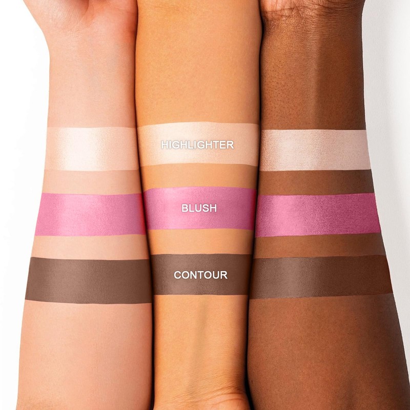 3 Colors Cream Contour Stick, Shades with Highlighter Stick,Blush Stick