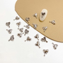 50Pcs Y2K Heart Nail Charms Valentines 3D Alloy Heart Nail Art Supplies for Acrylic Nails Sliver Heart Nail Gems and Charms Kawaii Nail Charms Cute Nail Jewelry for Women DIY Nail Art Decoration