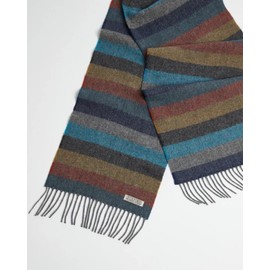 Foxford Scarf, Lambswool 82 x 12 inches, Made in Ireland, Roll Fringe (Multi Stripe)