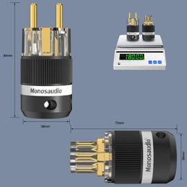 Monosaudio Pair of HiFi Schuko Plug + IEC C15 Connection High End IEC Plug 16 A 250 V Audiophile Power Plug Coupling (Gold-Plated, E101G/F101G)