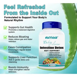 Gwynne Suplementos 15 Day Cleanse Desintoxicación Avanzada Inntestinal,Soporte intestinal y colónico,30 Cápsulas