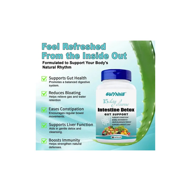 Gwynne Suplementos 15 Day Cleanse Desintoxicación Avanzada Inntestinal,Soporte intestinal y