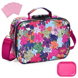 MAICHENG Smell Proof Bag with Combination Lock and Tray, Large Odor Proof Stash Box, Smell Proof Containers Crossbody Bag for Travel & Storage, Gifts for Women, Hot Pink