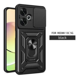 Funda Para Redmi 13c 5g / 13r 5g / Poco M6 5g Uso Rudo Antigolpes, Tapa Cámara Deslizante Y Soporte Anillo