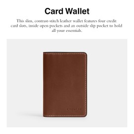 COACH Men's Card Wallet Billfold, Redwood, One Size