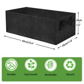 3 Pack Plant Grow Bags,Breathable Fabric Raised Garden Bed,36L/9.5 Gallon 400GSM Heavy Duty Rectangle Growing Pots for Vegetable,Flowers,Fruit/ Flower Planter Containers with Handles(60x30x20cm)